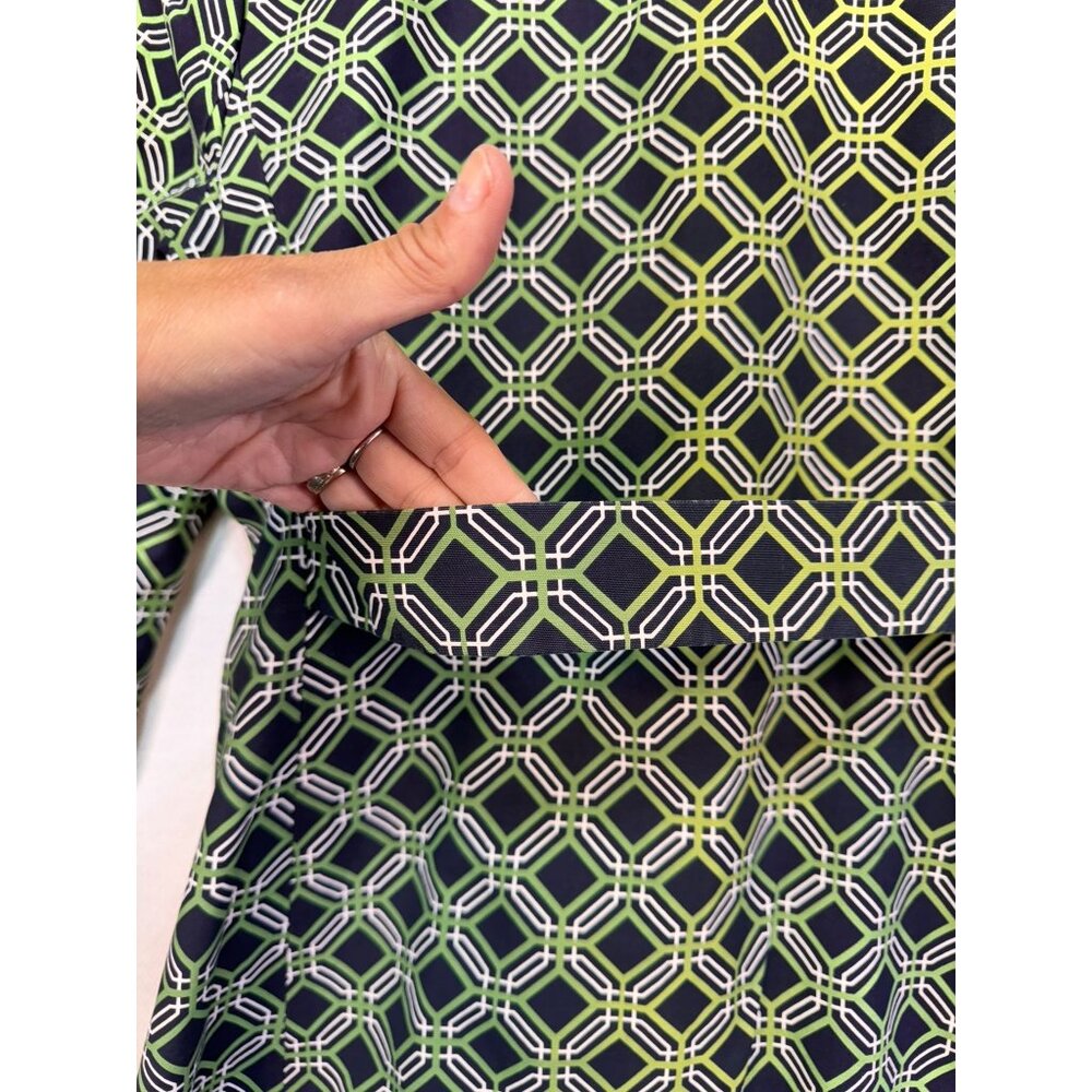 Banana Republic Womens Geometric Pattern Coat Small Green Black - Picture 12 of 13